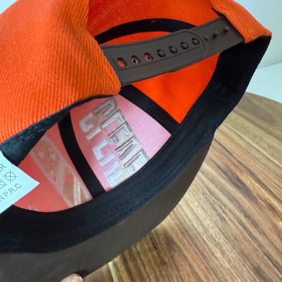 Cleveland Browns Snapback Hat Embroidered Logo Cap Big C Orange Brown New Tags - Picture 11 of 16